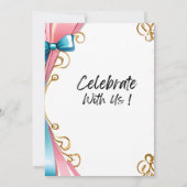 Invitation du 40e anniversaire avec rubans rose et (Dos)