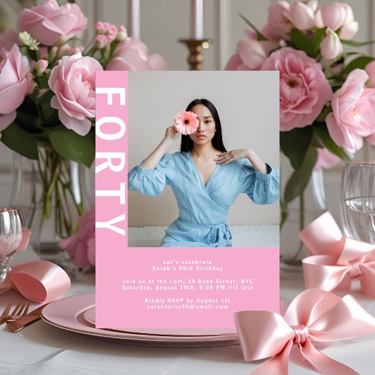Invitation du 40e anniversaire de Modern Pink