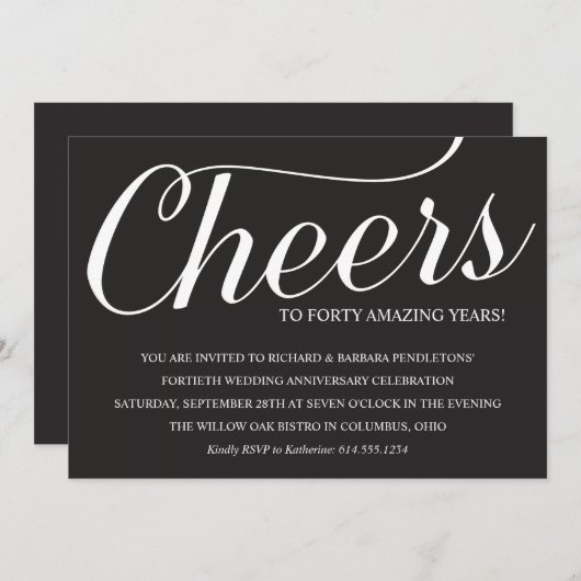 Invitation du 40e anniversaire du Mariage (Devant / Derrière)