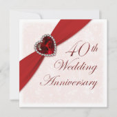 Invitation du 40e anniversaire du Mariage Damask (Devant)