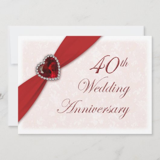 Invitation du 40e anniversaire du Mariage Damask (Devant)