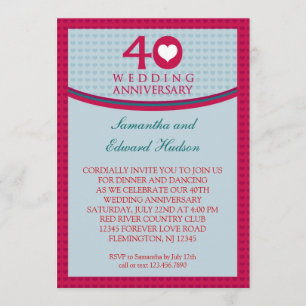 Invitation du 40e anniversaire du Mariage du coeur