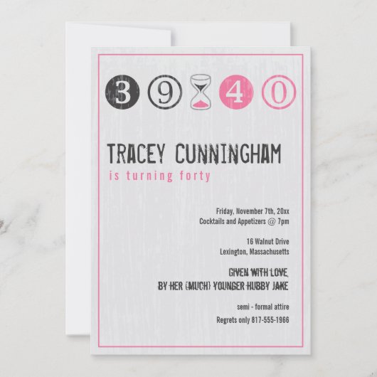 Invitation du 40e anniversaire - Personnaliser (Devant)