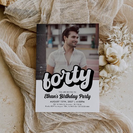 Invitation du 40e anniversaire Retro | Quarante An