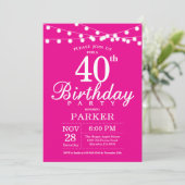 Invitation du 40e anniversaire rose chaud (Debout devant)