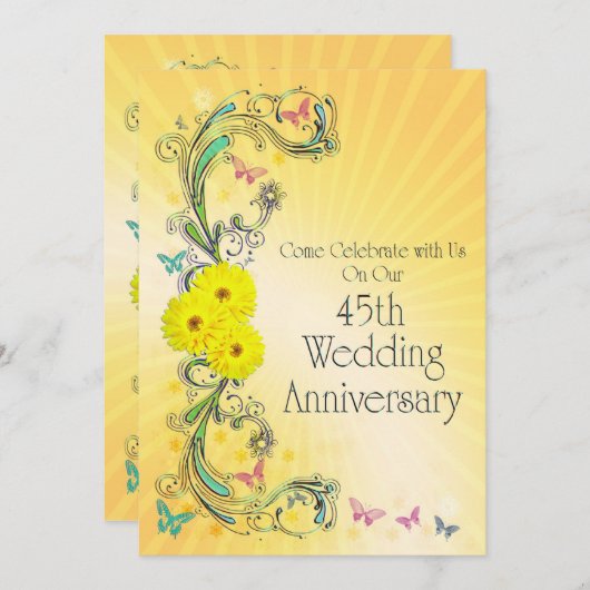 Invitation du 45e anniversaire du Mariage (Devant / Derrière)