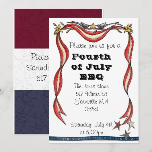 Invitation du 4 juillet (Devant / Derrière)