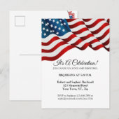 Invitation du 4 juillet avec drapeau rouge blanc b (Devant / Derrière)