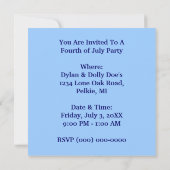 Invitation du 4 juillet du parti Liberty Bell Ring (Dos)