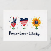 Invitation du 4 juillet Paix Amour Liberté (Recto)