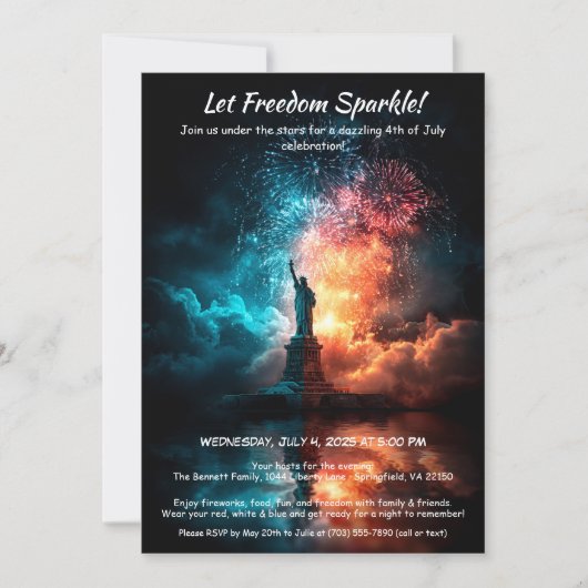Invitation du 4 juillet - Statue de la Liberté (Devant)