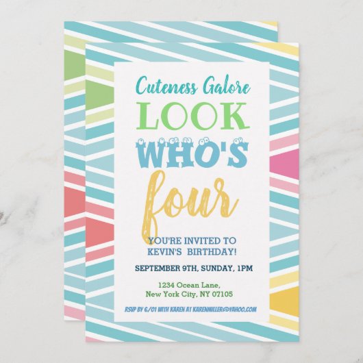 Invitation du 4e anniversaire (Devant / Derrière)