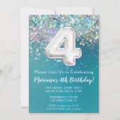 Invitation du 4e anniversaire Parties scintillant (Devant)