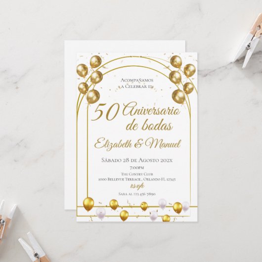 Invitation du 50e anniversaire (Devant/Arrière en situation)