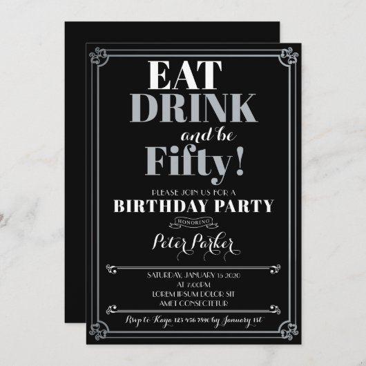 Invitation du 50e anniversaire (Devant / Derrière)