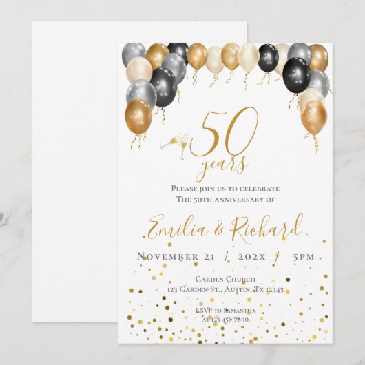Invitation du 50e anniversaire (Devant / Derrière)