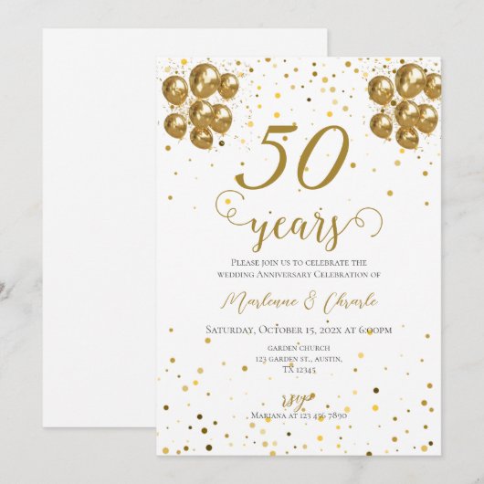 Invitation du 50e anniversaire (Devant / Derrière)