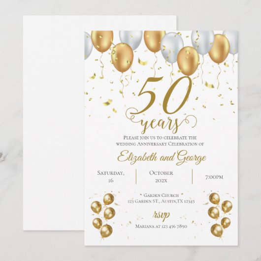 Invitation du 50e anniversaire (Devant / Derrière)