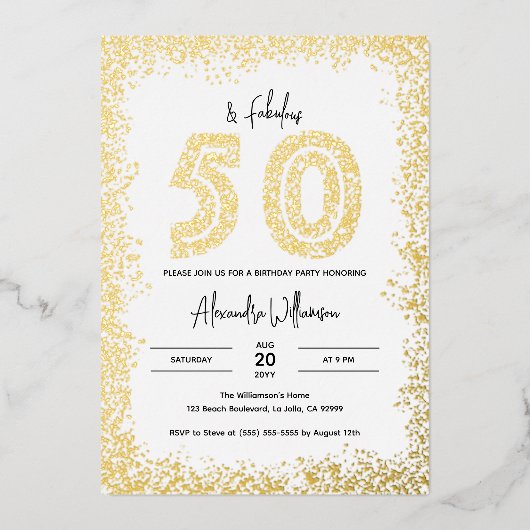Invitation du 50e anniversaire | 50 et Fabulous Re (Recto)