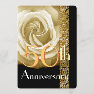 Invitation du 50e anniversaire CHAMPAGNE Rose V01A