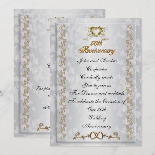 Invitation du 50e anniversaire de fête Anges victo (Devant / Derrière)