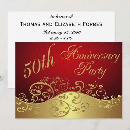 Invitation du 50e anniversaire de la Red Swirl (Devant / Derrière)