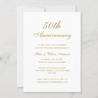 Invitation du 50e anniversaire de Mariage Gold Che