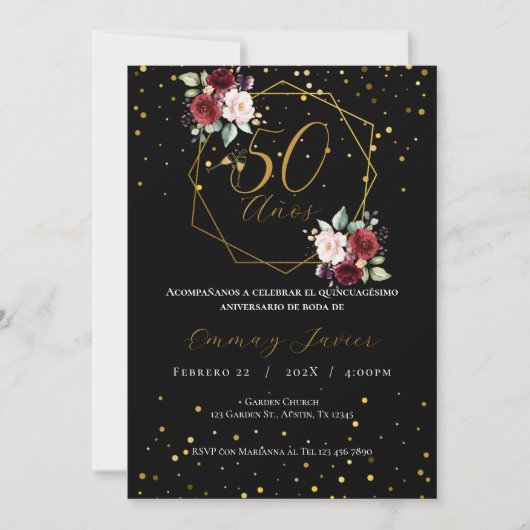 Invitation du 50e anniversaire du Mariage (Devant)