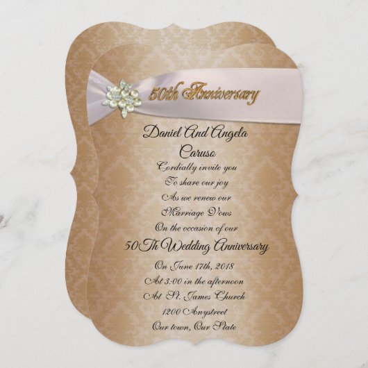 Invitation du 50e anniversaire du Mariage (Devant / Derrière)