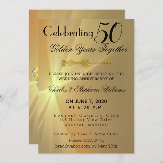Invitation du 50e anniversaire du Mariage (Devant / Derrière)