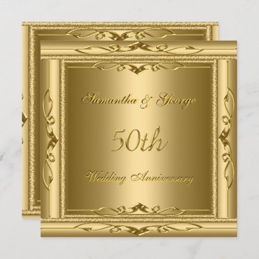 Invitation du 50e anniversaire du Mariage d'or (Devant / Derrière)