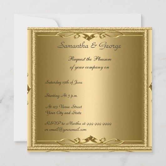 Invitation du 50e anniversaire du Mariage d'or (Dos)