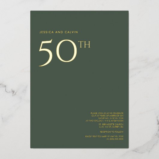 Invitation du 50e anniversaire du Mariage Dusty Gr (Recto)