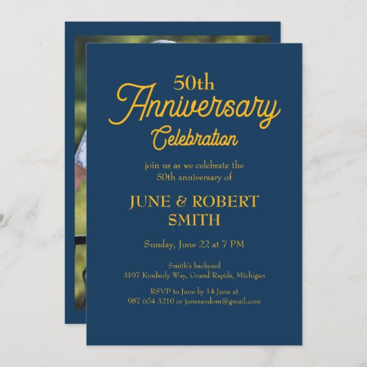 Invitation du 50e anniversaire du mariage moderne (Devant / Derrière)