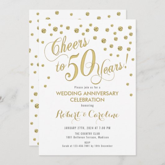 Invitation du 50e anniversaire du Mariage - Or et
