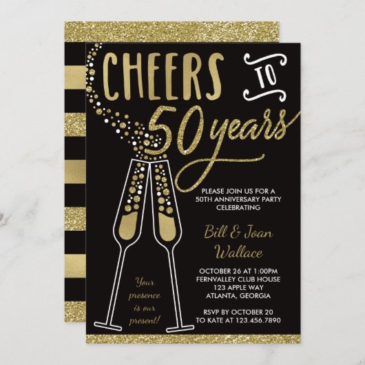Invitation du 50e anniversaire du Mariage, Parties (Devant / Derrière)
