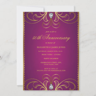 Invitation du 50e anniversaire du Mariage rose et 