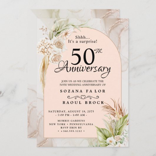 Invitation du 50e anniversaire du Mariage surprise (Devant / Derrière)
