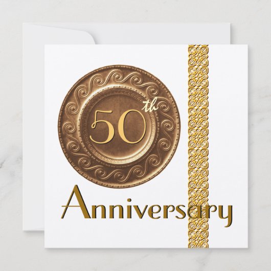 Invitation du 50e anniversaire Gold Metallic Paper (Devant)