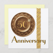 Invitation du 50e anniversaire Gold Metallic Paper (Devant / Derrière)