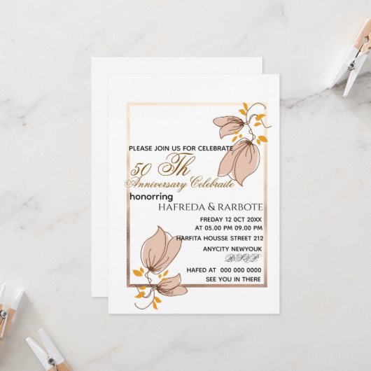 Invitation du 50e anniversaire, Mariage de la verd (Devant/Arrière en situation)