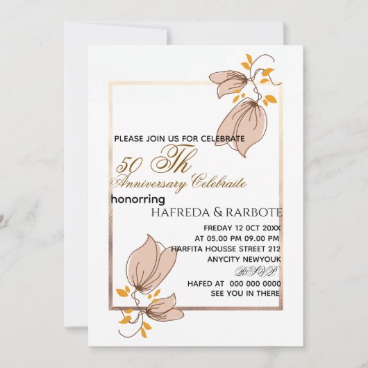 Invitation du 50e anniversaire, Mariage de la verd (Devant)