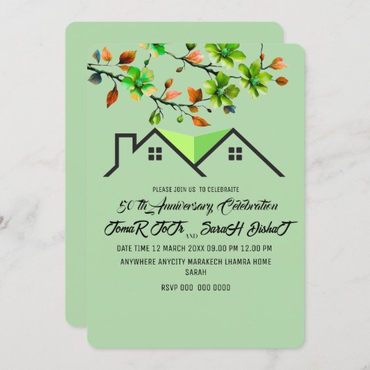 Invitation du 50e anniversaire, Mariage de la verd (Devant / Derrière)