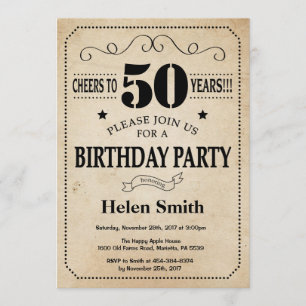 Invitation du 50e anniversaire Rustic Vintage Retr