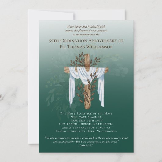 Invitation du 55e anniversaire de l'ordination (Devant)