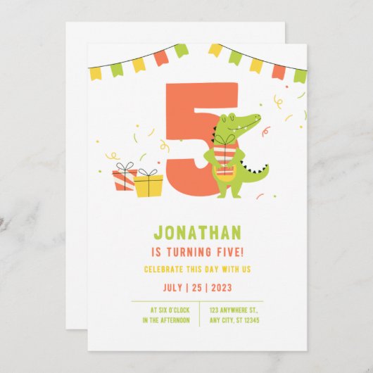 Invitation du 5e anniversaire (Devant / Derrière)