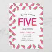 Invitation du 5e anniversaire | pastèque tropicale (Devant / Derrière)