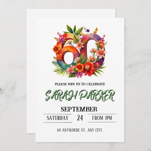 Invitation du 60e anniversaire (Devant / Derrière)