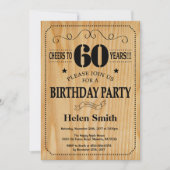 Invitation du 60e anniversaire Bois rustique (Devant)