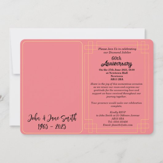 Invitation du 60e anniversaire du jubilé de diaman (Devant)